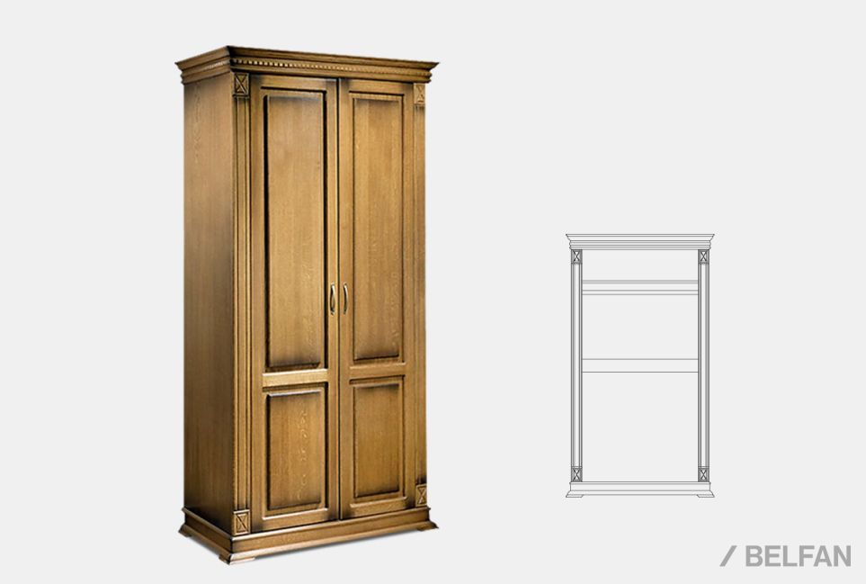 Шкаф для одежды 2-х дв. "Верди Люкс 2/4" массив и шпон дуба 1