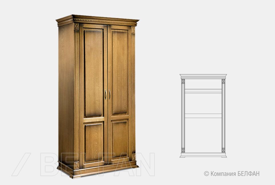 Шкаф для одежды 2-х дв. "Верди Люкс 2/4" массив и шпон дуба 1