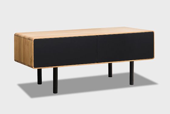 Тумба под ТВ низкая "Норман" 2 массив дуба, МДФ, металл 5