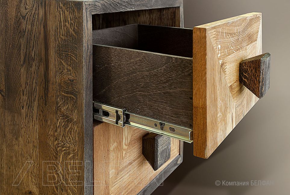 Модуль для стеллажей открытых "Cube Design" (с ящиками) массив дуба 3