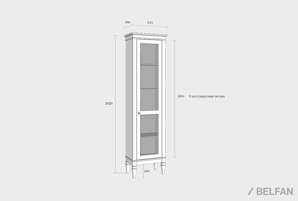 Витрина "Ольса-С" 100 (левый) массив сосны 4