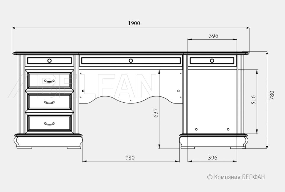 Стол письменный "Оскар" (2 тумбы) массив и шпон дуба 4