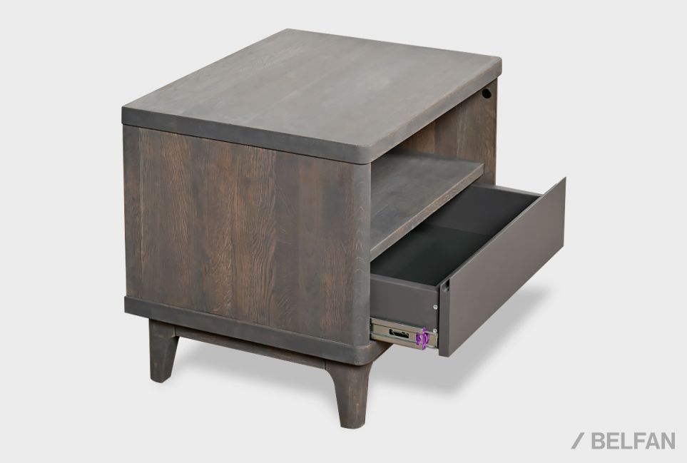 Тумба прикроватная "Уоллстрит" (с нишей) массив дуба, МДФ 3