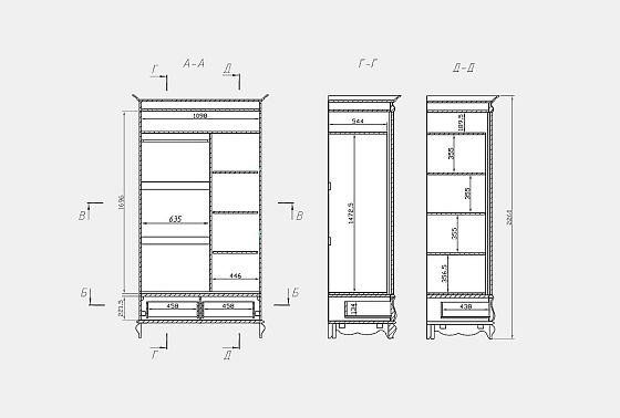 Шкаф для одежды "Тэфи" 2-х дв. без зеркала массив и шпон дуба 6