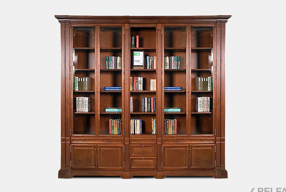 Набор мебели для библиотеки "Престиж-17.13" массив и шпон берёзы 1