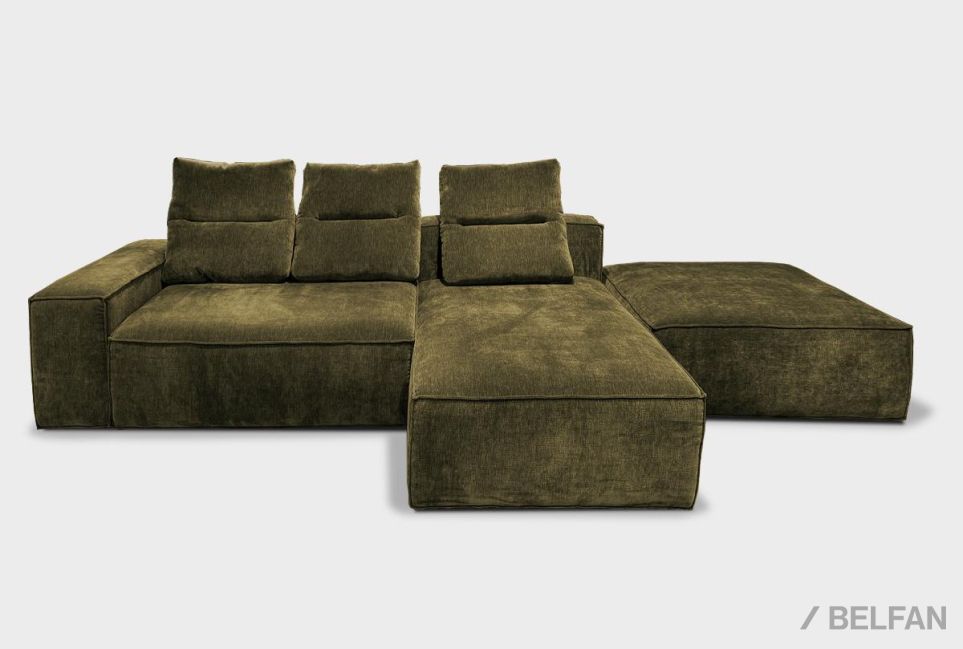 "HUGO" диван с оттоманкой и пуфом 1