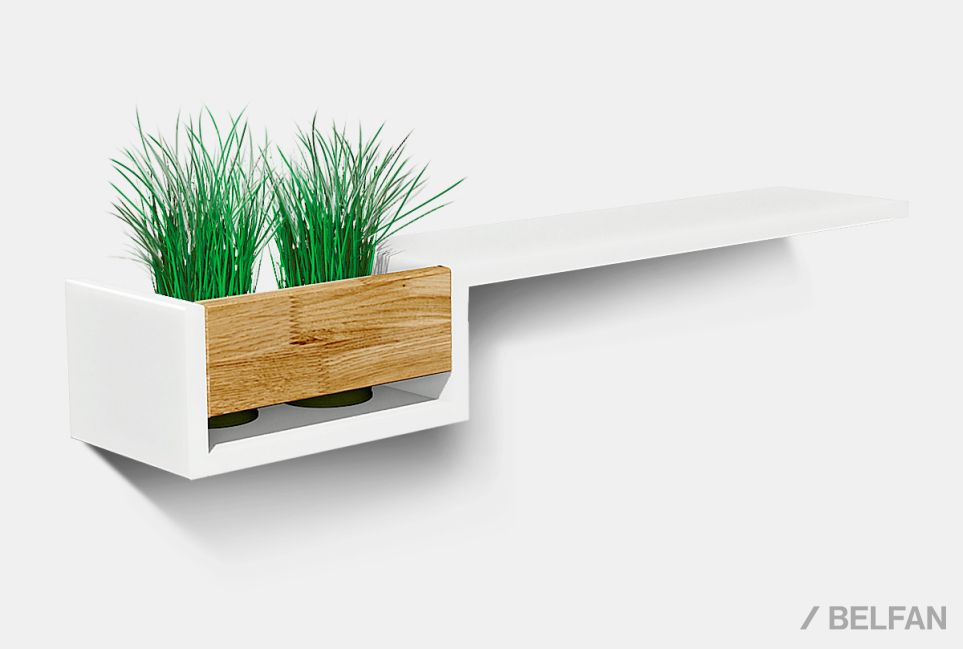 Полка с нишей "Wallstreet" (левая) массив дуба, МДФ 1