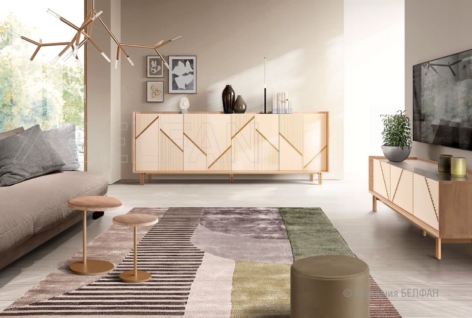 Тумба под ТВ "Avenue" 210 шпон дуба, МДФ, металл 2