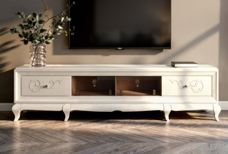 Тумба под ТВ 4-х секционная "Соната" (декор) массив и шпон дуба 1