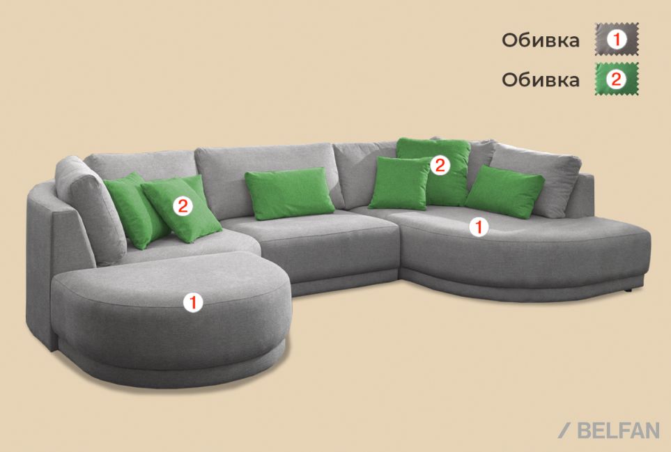 "Lucca" диван с оттоманкой 2