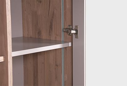 Витрина 2-х дверная "Меридиан" с нишей (комбинированная); *А-017.185; к-торфяной дуб, ф-нирвана