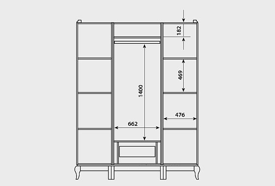 Шкаф для одежды 3-х дв. "Соната" с зеркалом (без декора) массив и шпон дуба 3