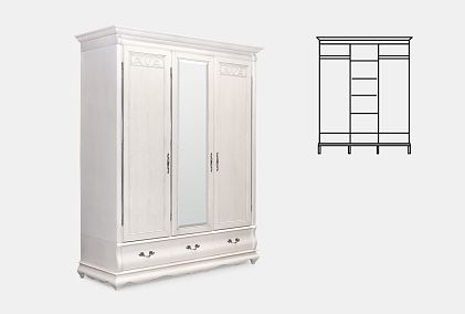 Шкаф для одежды "Тэфи" 3-х дв. с зеркалом