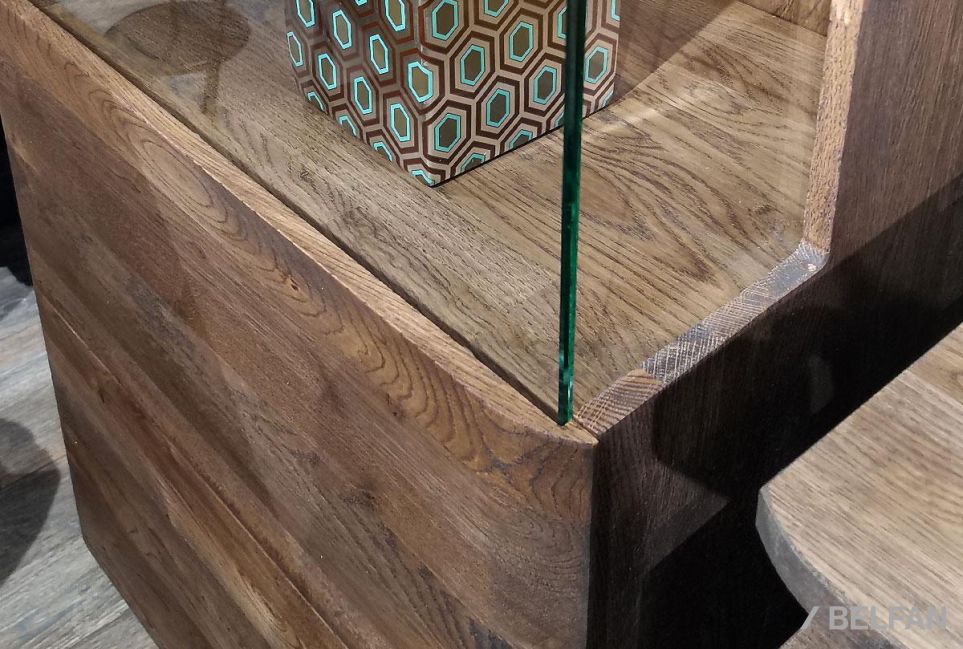 Шкаф с витриной 1-но дверный "Мидгард" (левый) массив дуба 3