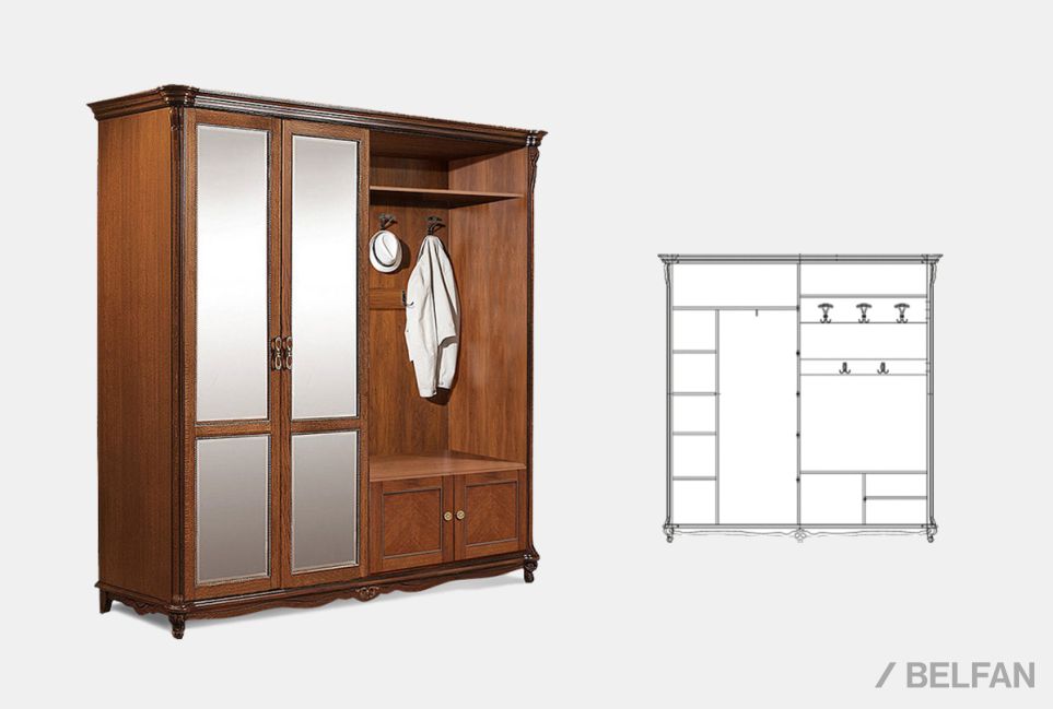 Шкаф комбинированный "Алези 22з" массив и шпон дуба 2