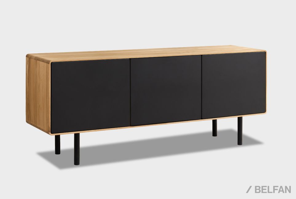 Тумба под ТВ высокая "Norman" 3 массив дуба, МДФ, металл 1