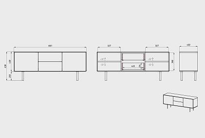 Тумба под ТВ высокая "Норман" 3 (с ящиками)