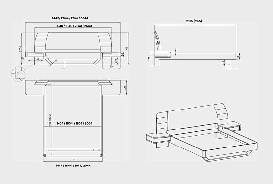 Кровать "Монблан" (с прикроватными тумбами) массив дуба 6