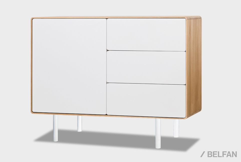 Тумба "Норман" 2 (с ящиками) массив дуба, МДФ, металл 2