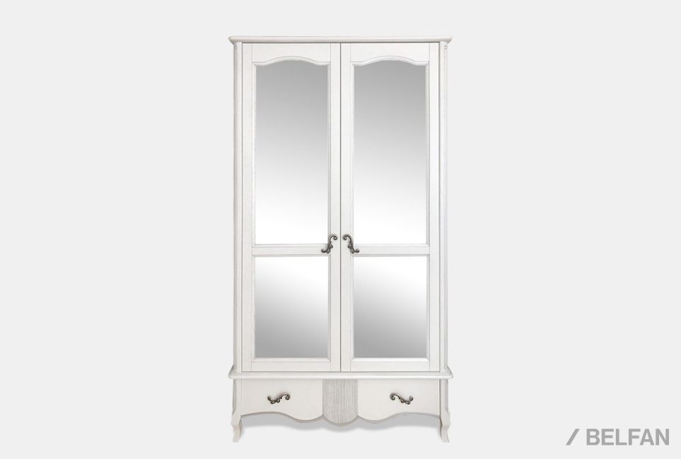 Шкаф для одежды "Катрин" фигурный 2-х дв. с зеркалами массив и шпон дуба 1