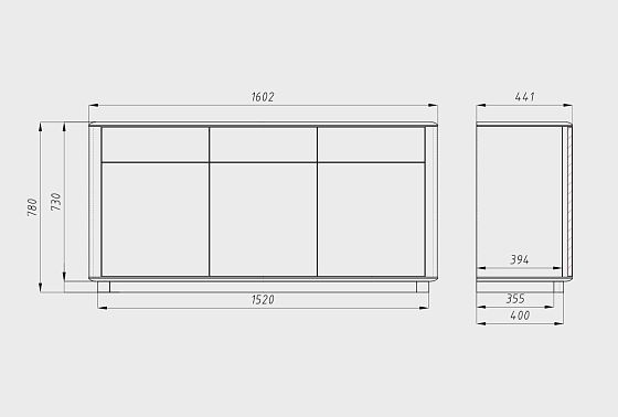 Тумба 3-х дв. "Origin" (с ящиками) массив дуба 3