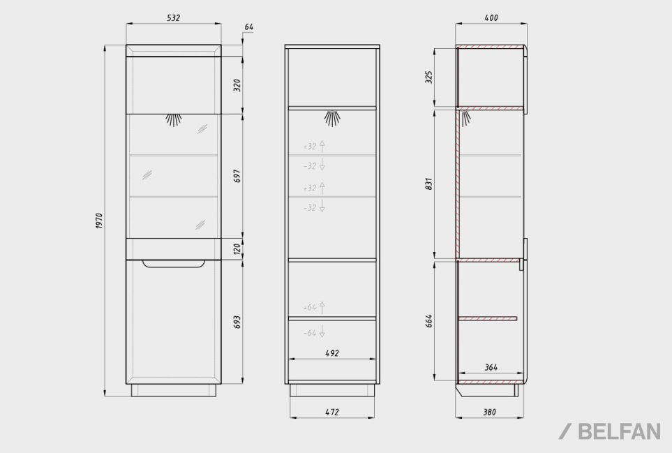 Витрина 1-но дверная "Bremen" (левая) массив дуба 4