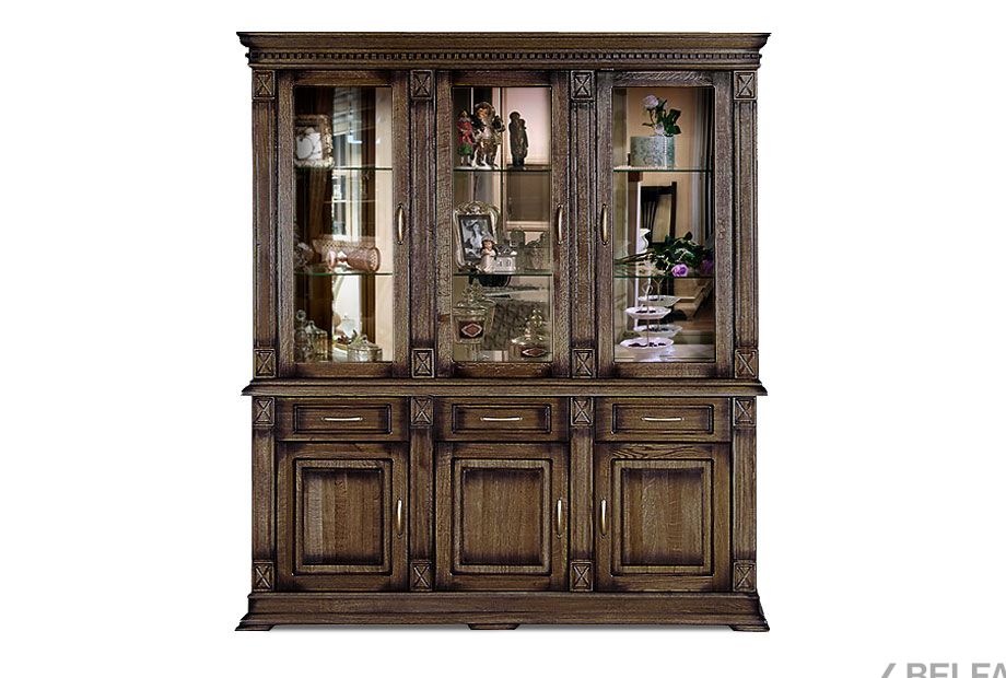 Шкаф комбинированный "Верди Люкс 3з" массив и шпон дуба 1