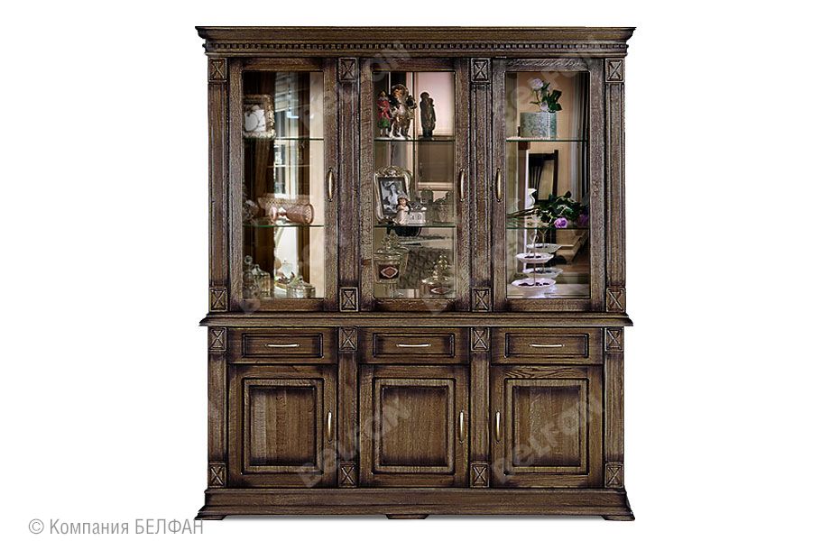 Шкаф комбинированный "Верди Люкс 3з" массив и шпон дуба 1