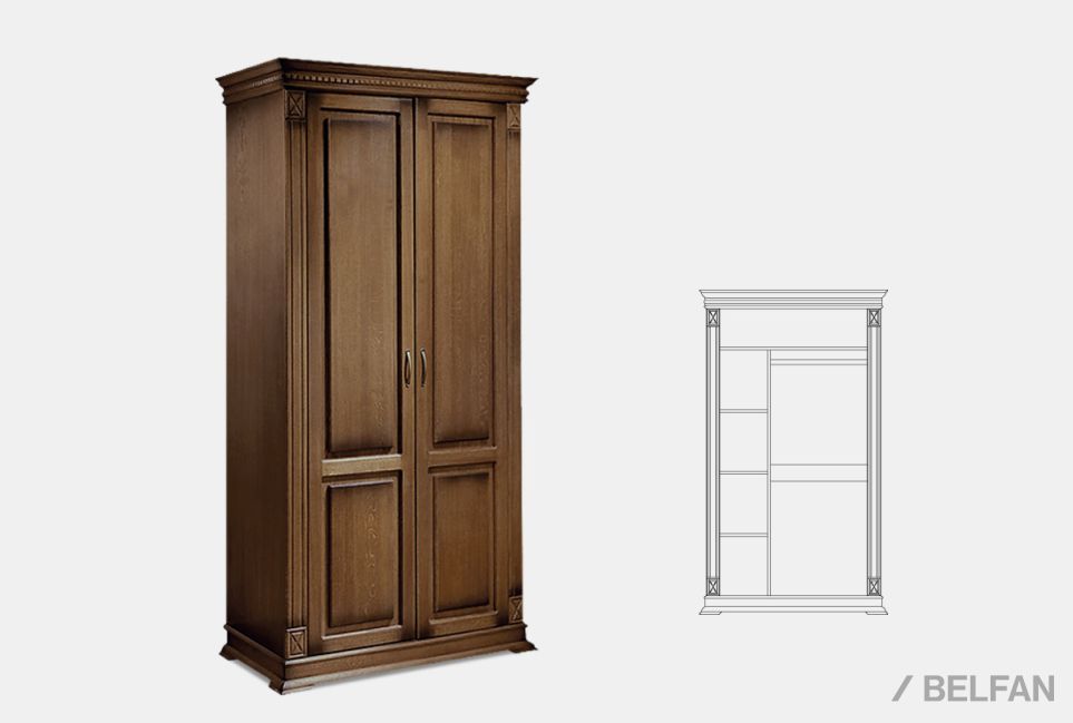 Шкаф для одежды 2-х дв. "Верди Люкс 2/3" массив и шпон дуба 1