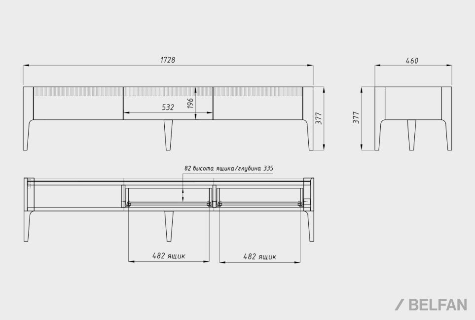 Тумба под ТВ "Bergamo" 170 массив дуба 6