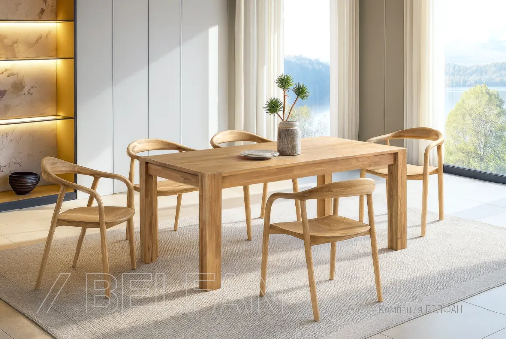 Стол обеденный Берген  и стулья Лугано #7 дуб натуральный