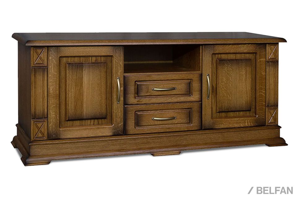 Тумба под ТВ "Верди Люкс ТВ2/1" (глухие двери) массив и шпон дуба 2