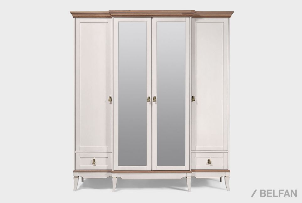 Шкаф для одежды 4-х дв. "Стюарт" (с зеркалом) массив и шпон дуба 2