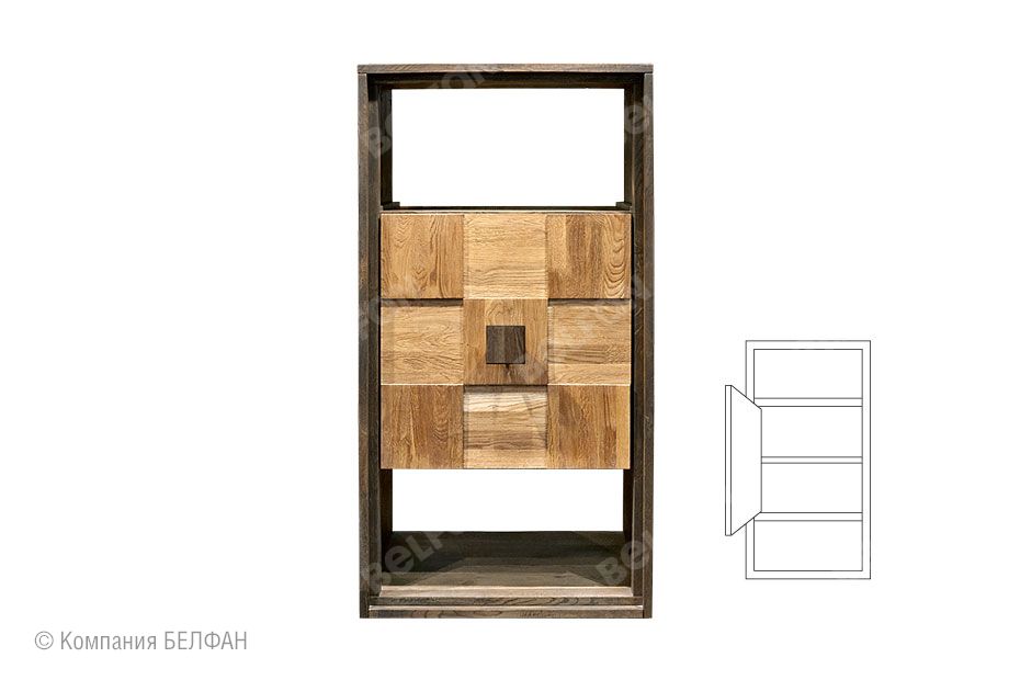 Модуль настенный "Cube Design" 2 (с нишей) массив и шпон дуба 1