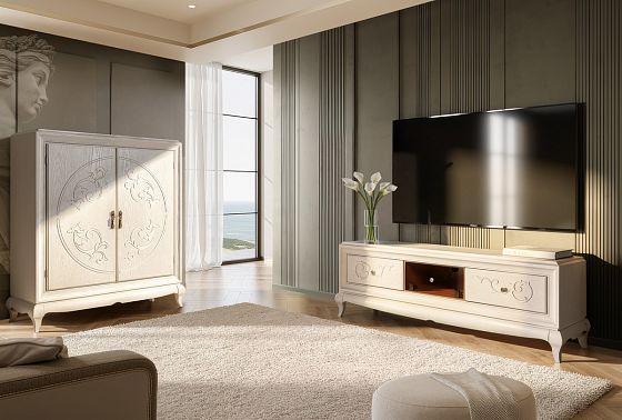 Тумба "Соната" высокая (декор) массив и шпон дуба 11