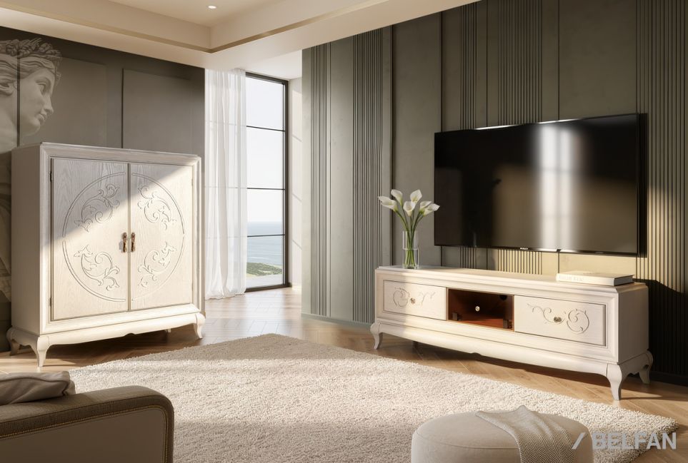 Тумба "Соната" высокая (декор) массив и шпон дуба 5