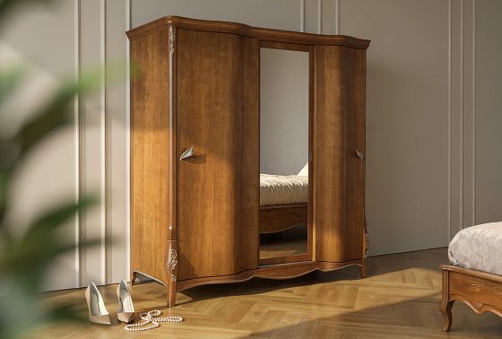 Шкаф-купе для одежды 3-х дв. "Трио" (с зеркалом) массив и шпон дуба 8
