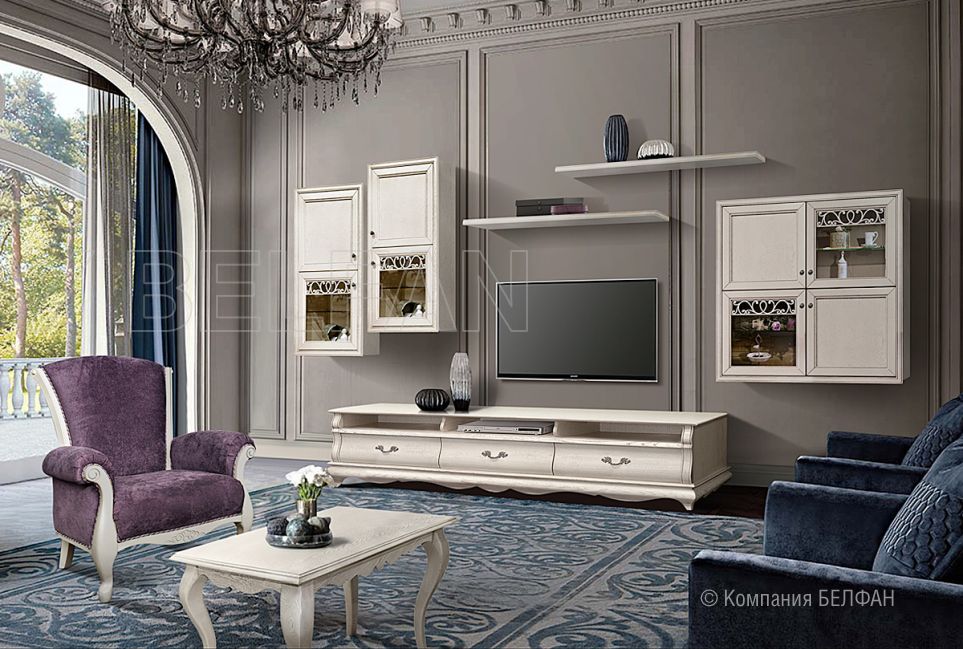 Шкаф навесной 2-х секционный "Оскар" (правый) массив и шпон дуба 3