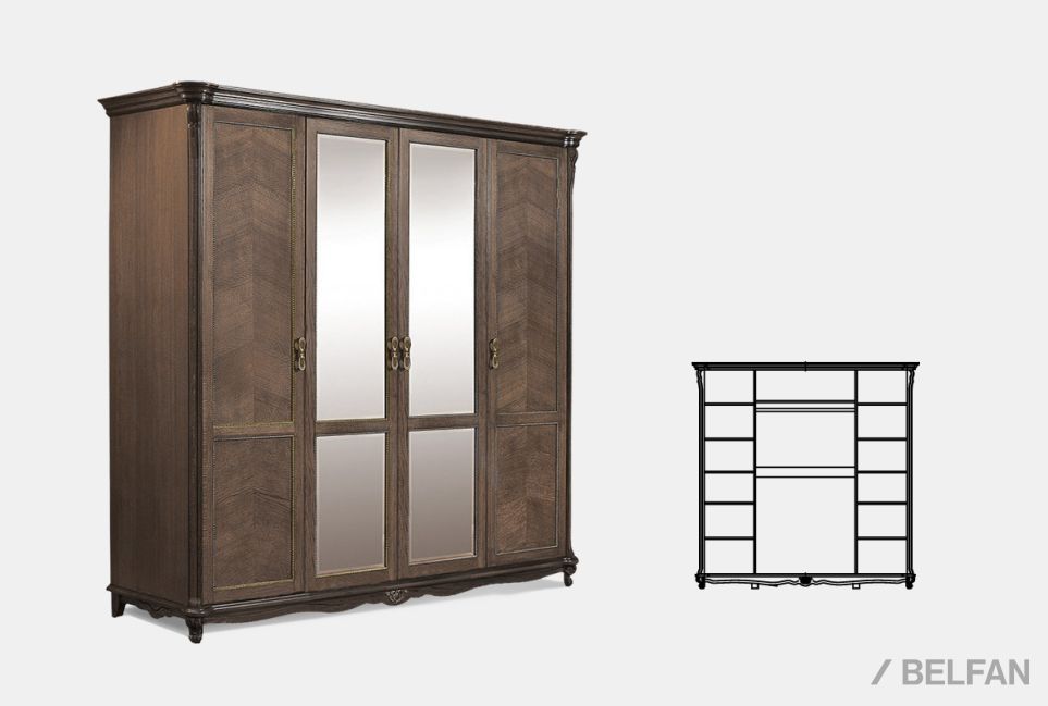 Шкаф 4-х дв. "Алези" массив и шпон дуба 2