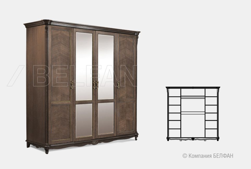 Шкаф 4-х дв. "Алези" массив и шпон дуба 2