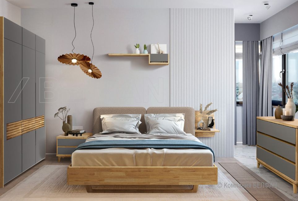 Кровать "Wallstreet" (мягкое изголовье) массив дуба 3