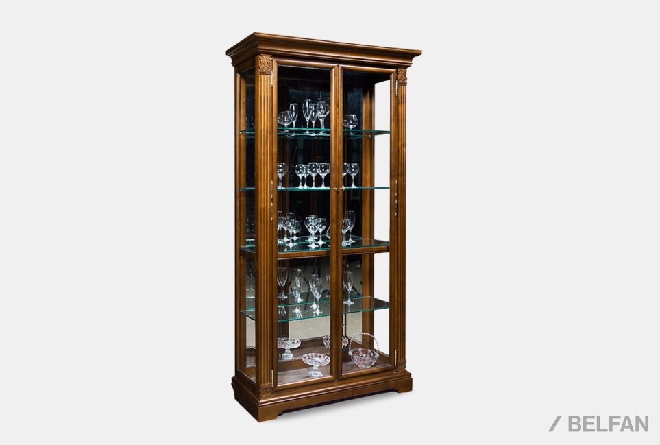 Шкаф с витриной "Престиж" 3 массив и шпон берёзы 1