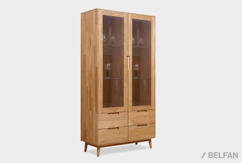 Шкаф с витриной 2-х дверный "Ирвинг" массив дуба 5