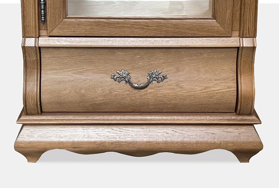 Шкаф с витриной 1-но дв. "Тэфи" (левый) массив и шпон дуба 2