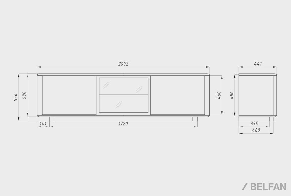 Тумба под ТВ "Origin" (стекло) массив дуба 3