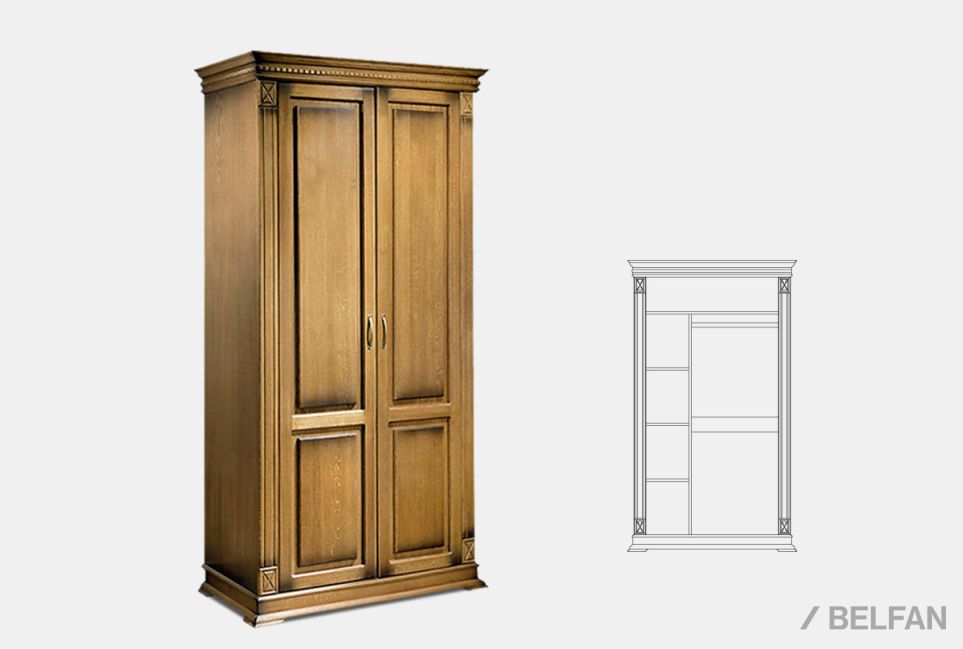 Шкаф для одежды 2-х дв. "Верди Люкс 2/3" массив и шпон дуба 1