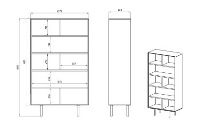 Стеллаж "Norman" 2; дуб натуральный, чёрный