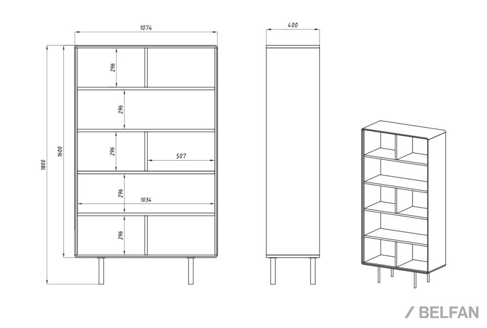 Стеллаж "Norman" 2 массив дуба, металл 4
