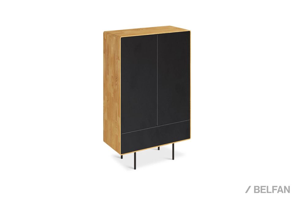 Тумба высокая "Норман" 2 массив дуба, МДФ, металл 1