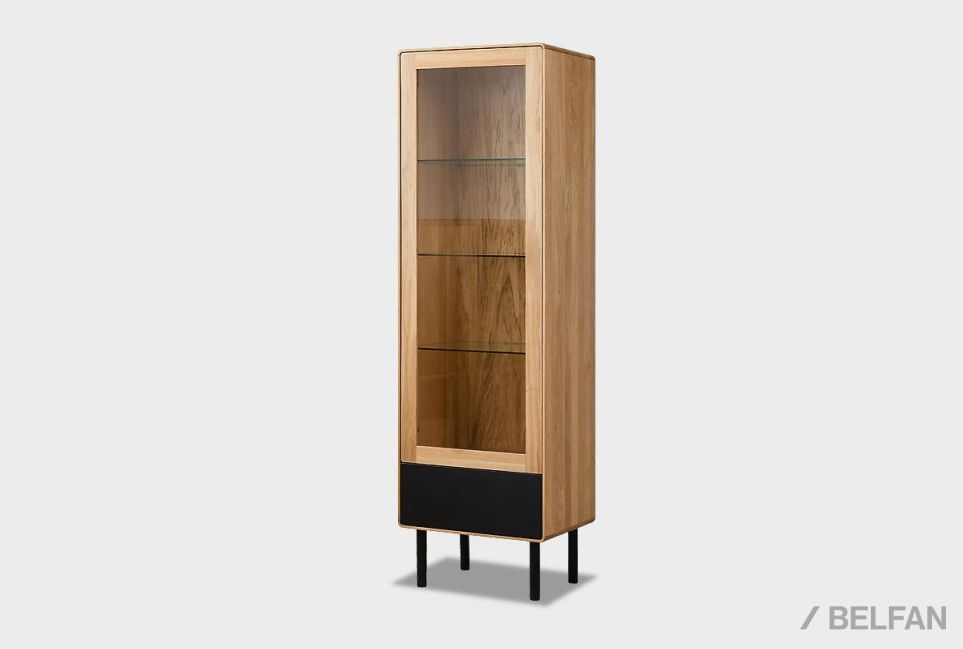 Витрина 1-но дверная "Норман" (правая) массив дуба, МДФ, металл 3